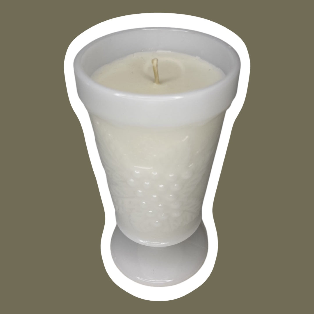 Copa/copa de pedestal de vidrio con leche Vela de cera de soja