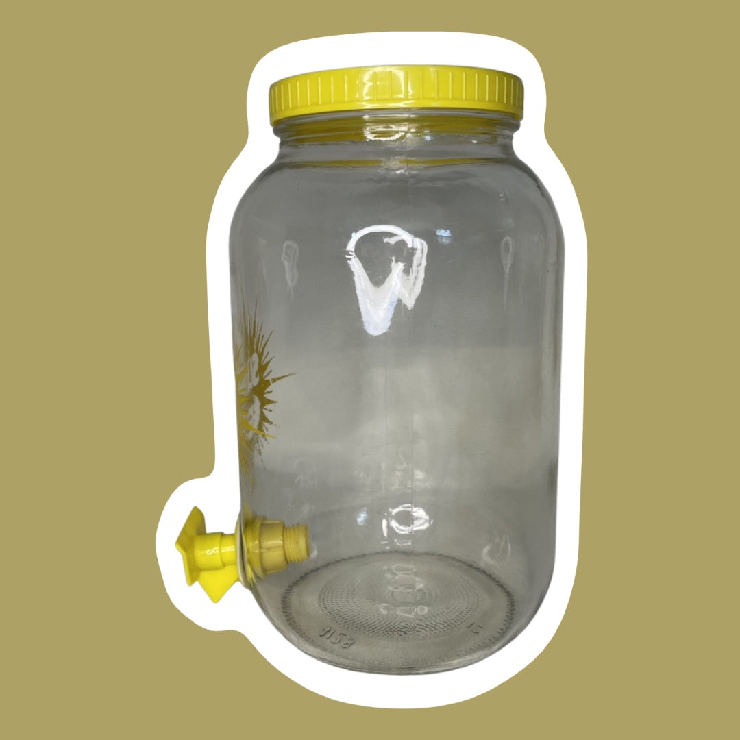 Recipiente para té de vidrio amarillo con pico, 1 galón