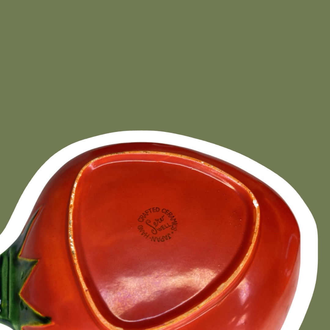 Plato con forma de fresa roja Platos para aperitivos japoneses "Serv Well" hechos a mano, juego de 4