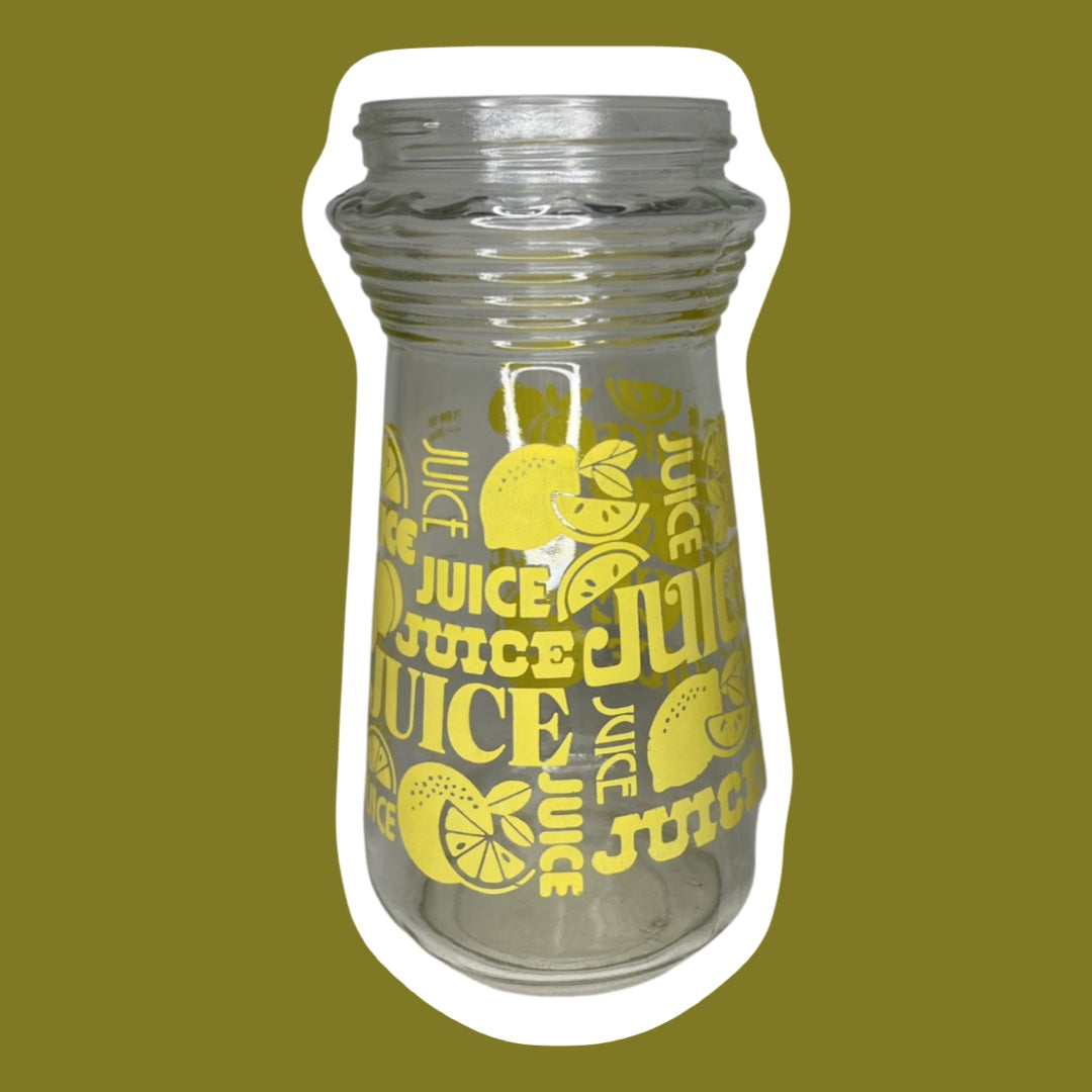 Tarro de vidrio para jugo con estampado amarillo moderno, sin tapa