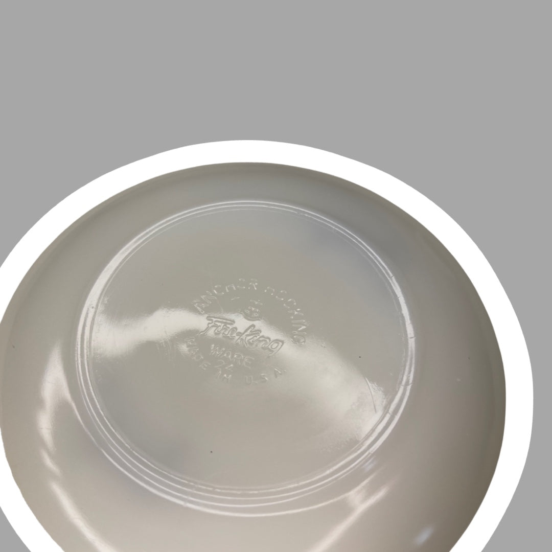 Juego de 5 cuencos para servir y platillos para taza de té con estampado de trigo gris Suburbia 'Fire King' de Milk Glass