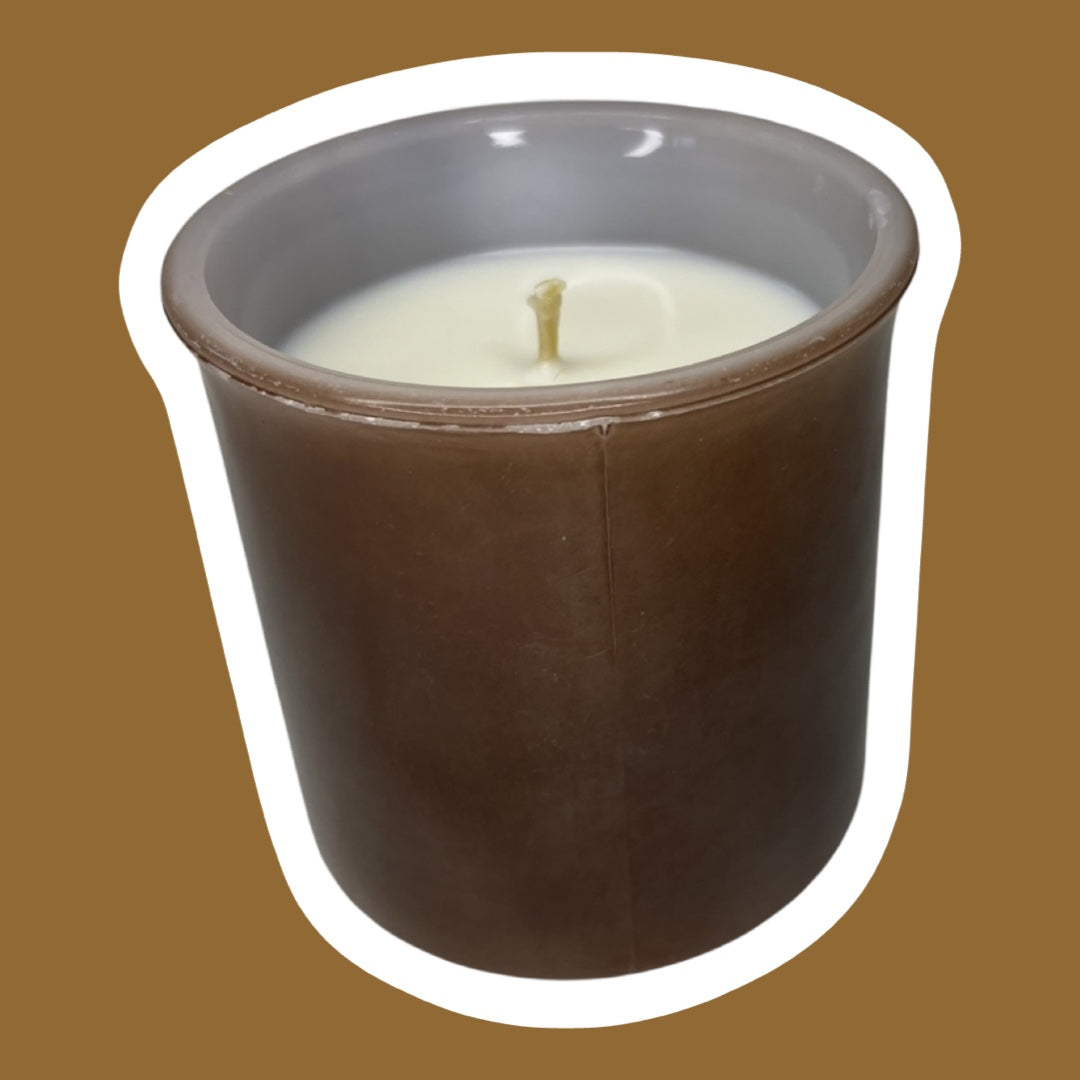Vela en taza de cera de soja de vidrio con leche marrón de Anchor Hocking