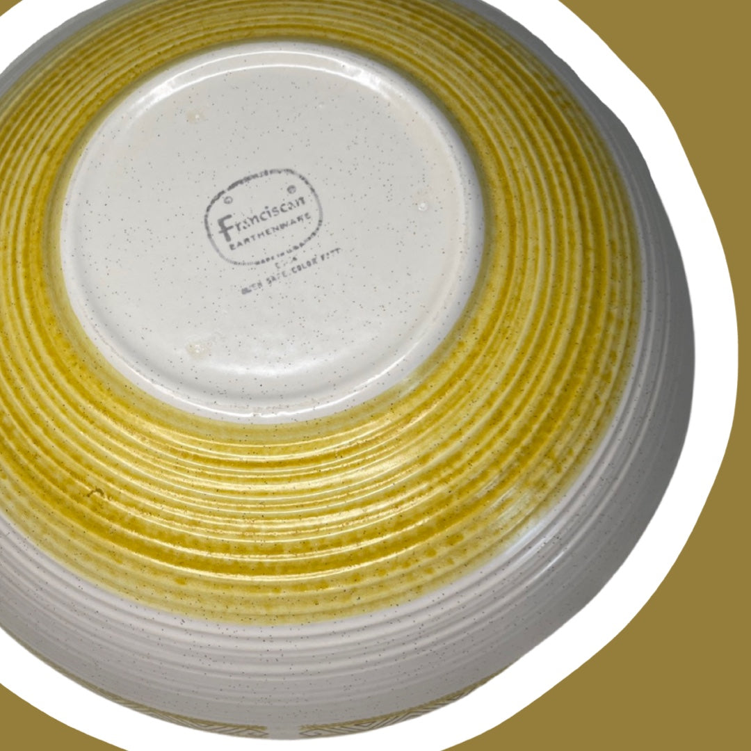 Cuenco grande para servir de cerámica con estampado del suroeste de estilo bohemio "Franciscan Earthenware" de Hacienda Gold