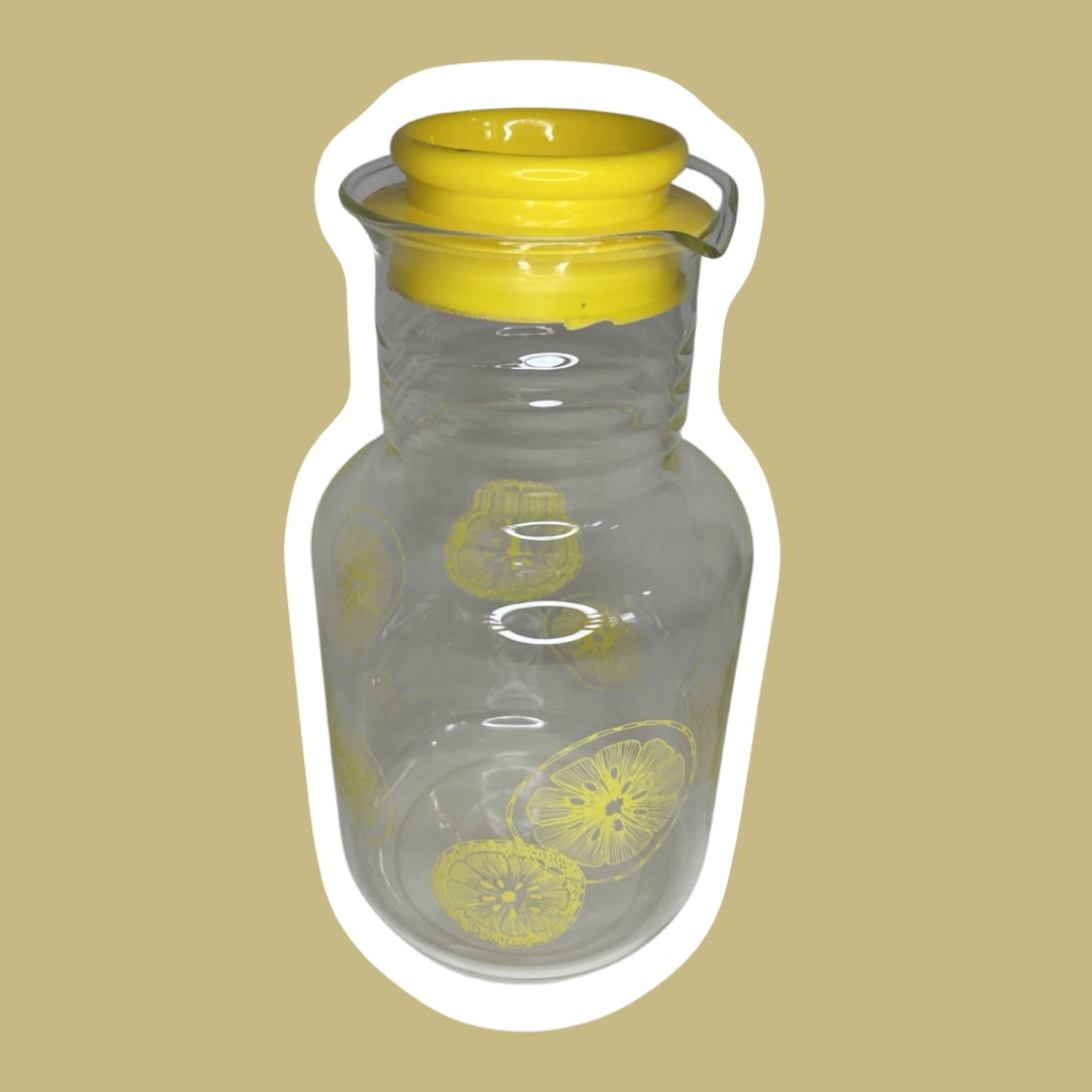 Jarra de limonada con tapa y diseño de limón amarillo de Pyrex