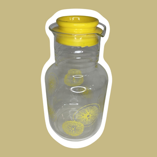 Jarra de limonada con tapa y diseño de limón amarillo de Pyrex