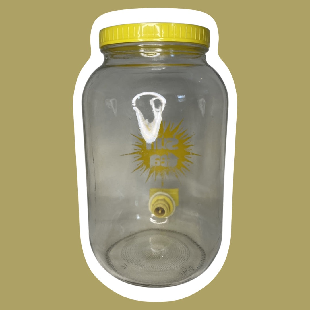 Recipiente para té de vidrio amarillo con pico, 1 galón
