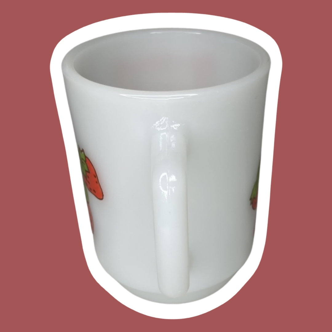 Taza de vidrio con dibujos animados de la década de 1980 'Strawberry Shortcake' de Anchor Hocking