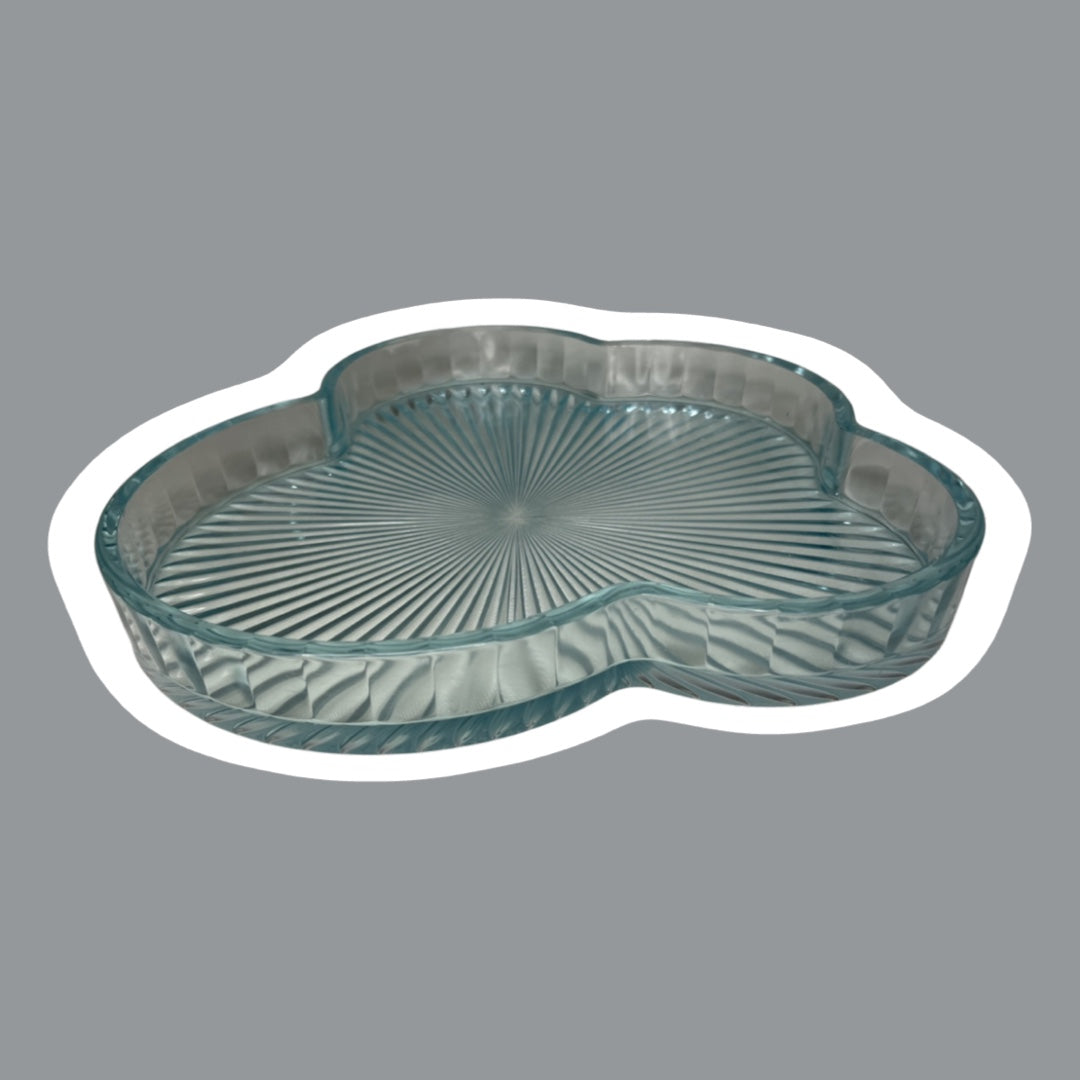 Pastel Blue Glass Cloud Shaped Dreamy Serving Platter/ Decorative Tray
