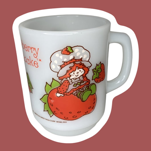 Milk Glass 1980s ‘Strawberry Shortcake’ Cartoon Mug by Anchor Hocking