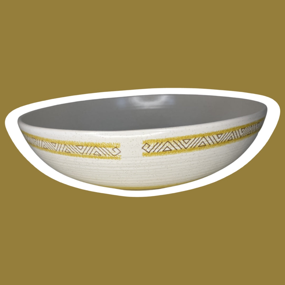 Cuenco grande para servir de cerámica con estampado del suroeste de estilo bohemio "Franciscan Earthenware" de Hacienda Gold
