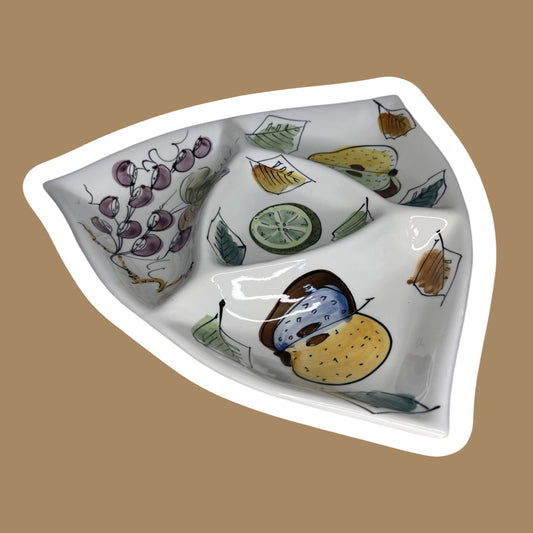 Hand Painted 1950s/1960s Fruit Ceramic Appetizer Tray