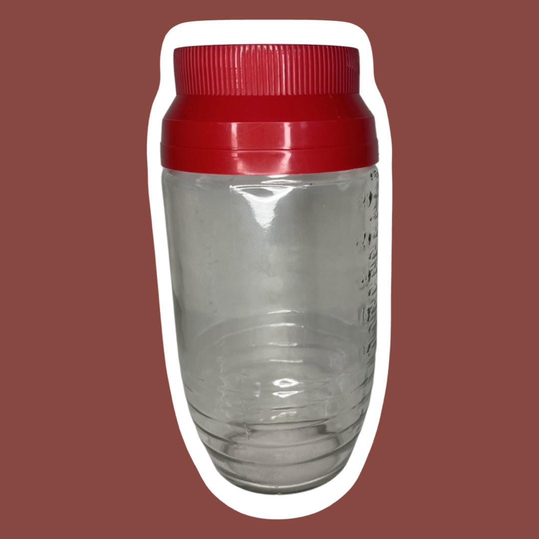 Tarro de vidrio para medir y almacenar con tapa roja 'Anchor Hocking'