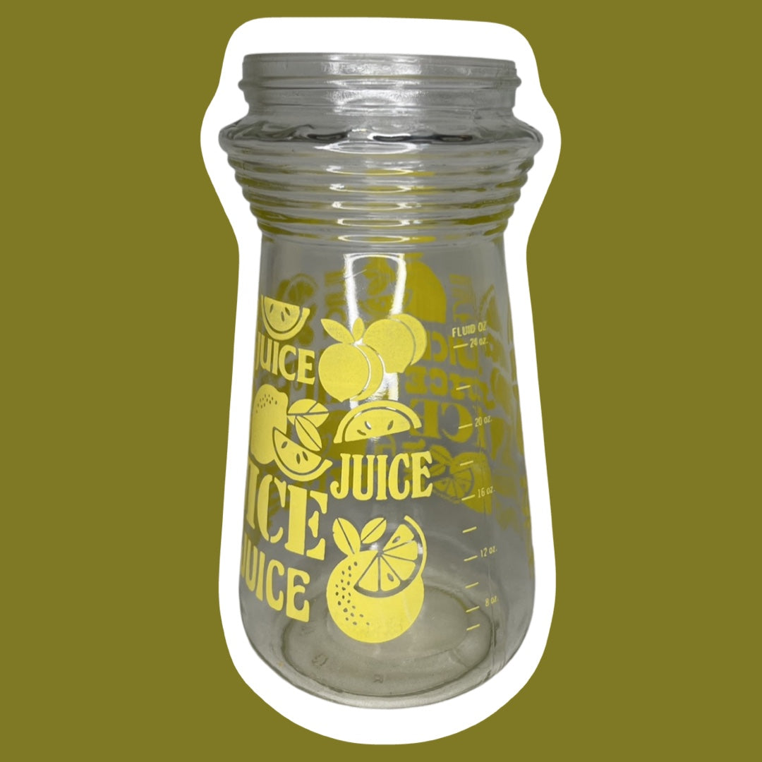 Tarro de vidrio para jugo con estampado amarillo moderno, sin tapa