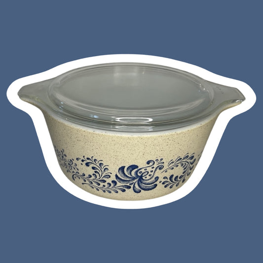 Cacerola de vidrio para leche de 1,5 cuartos de galón de Pyrex, diseño "Homestead", n.° 474-B