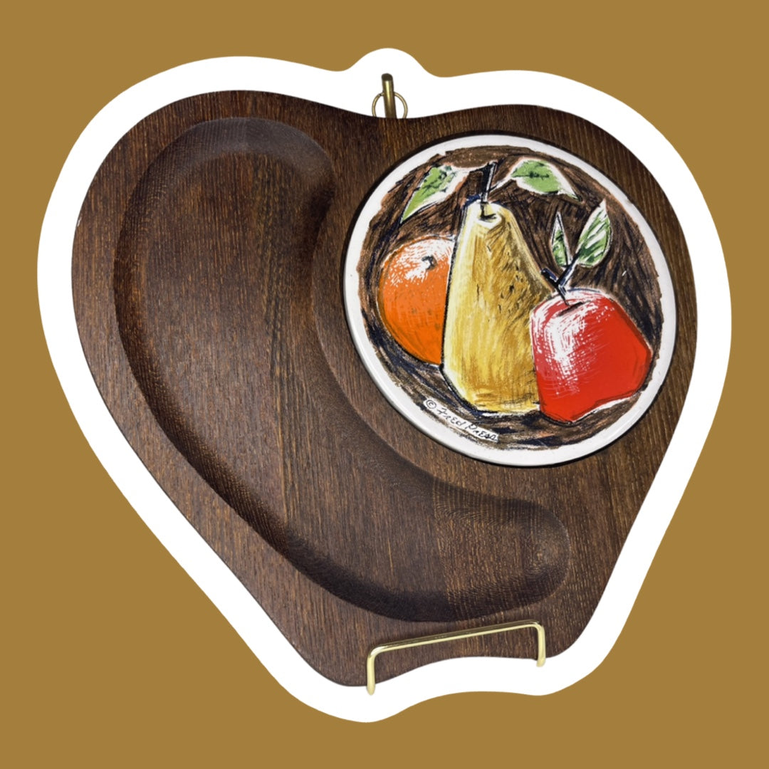Tabla de quesos de madera y cerámica con forma de manzana 'Fred Press'