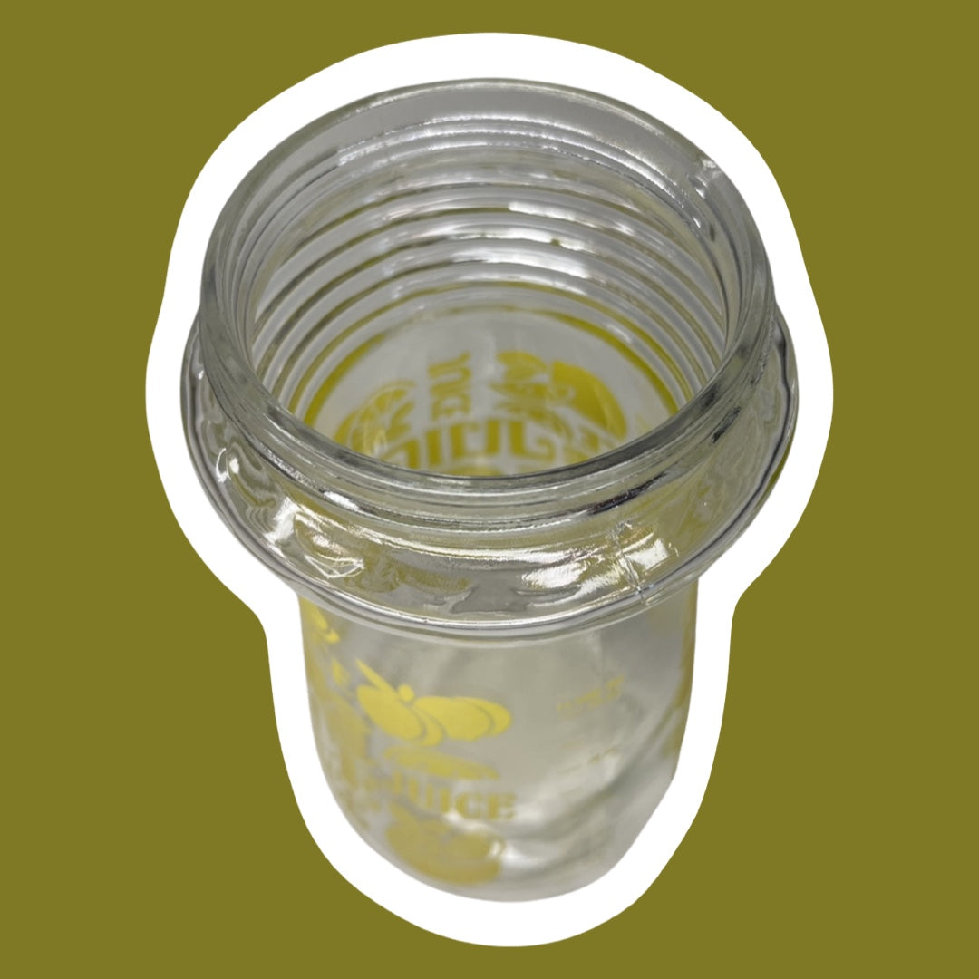 Tarro de vidrio para jugo con estampado amarillo moderno, sin tapa
