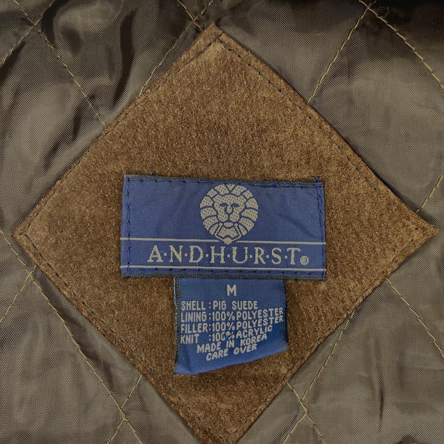 Cazadora bomber de piel auténtica de ante marrón Andhurst, talla mediana para hombre