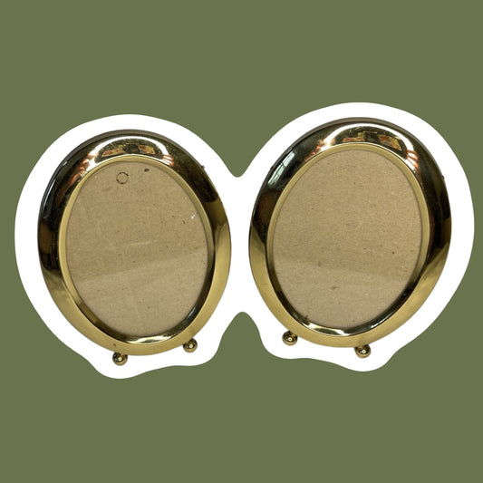 Set of Two Solid Polished Brass Photo/Picture Frames, 4.25" x 5.5"