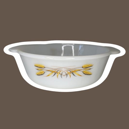 'Fire King' by Anchor Hocking Milk Glass, 'Wheat' Pattern Casserole Dish, 1.5 Qt., #447