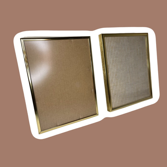 Square Polished Brass Gold Picture/Photo Frames, Set Of 2