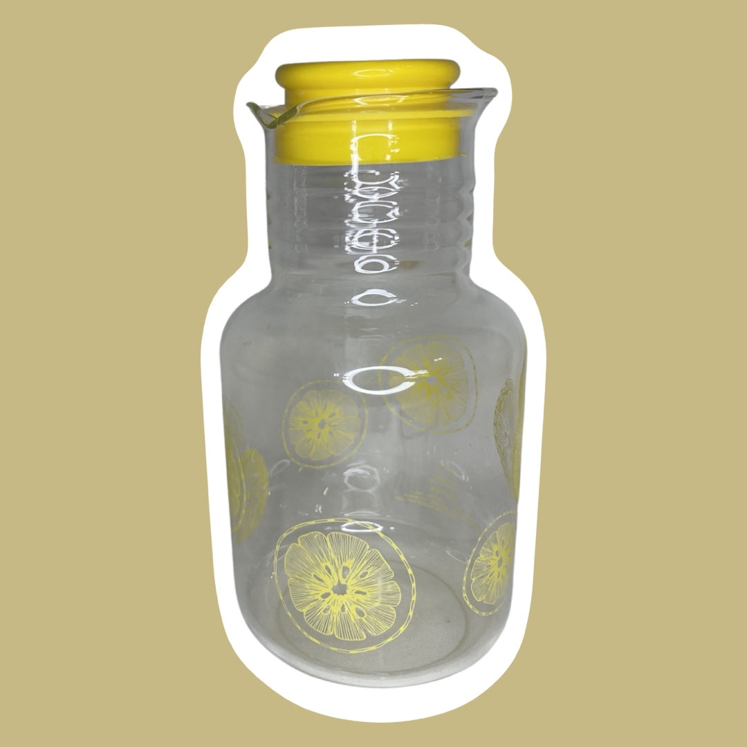 Jarra de limonada con tapa y diseño de limón amarillo de Pyrex