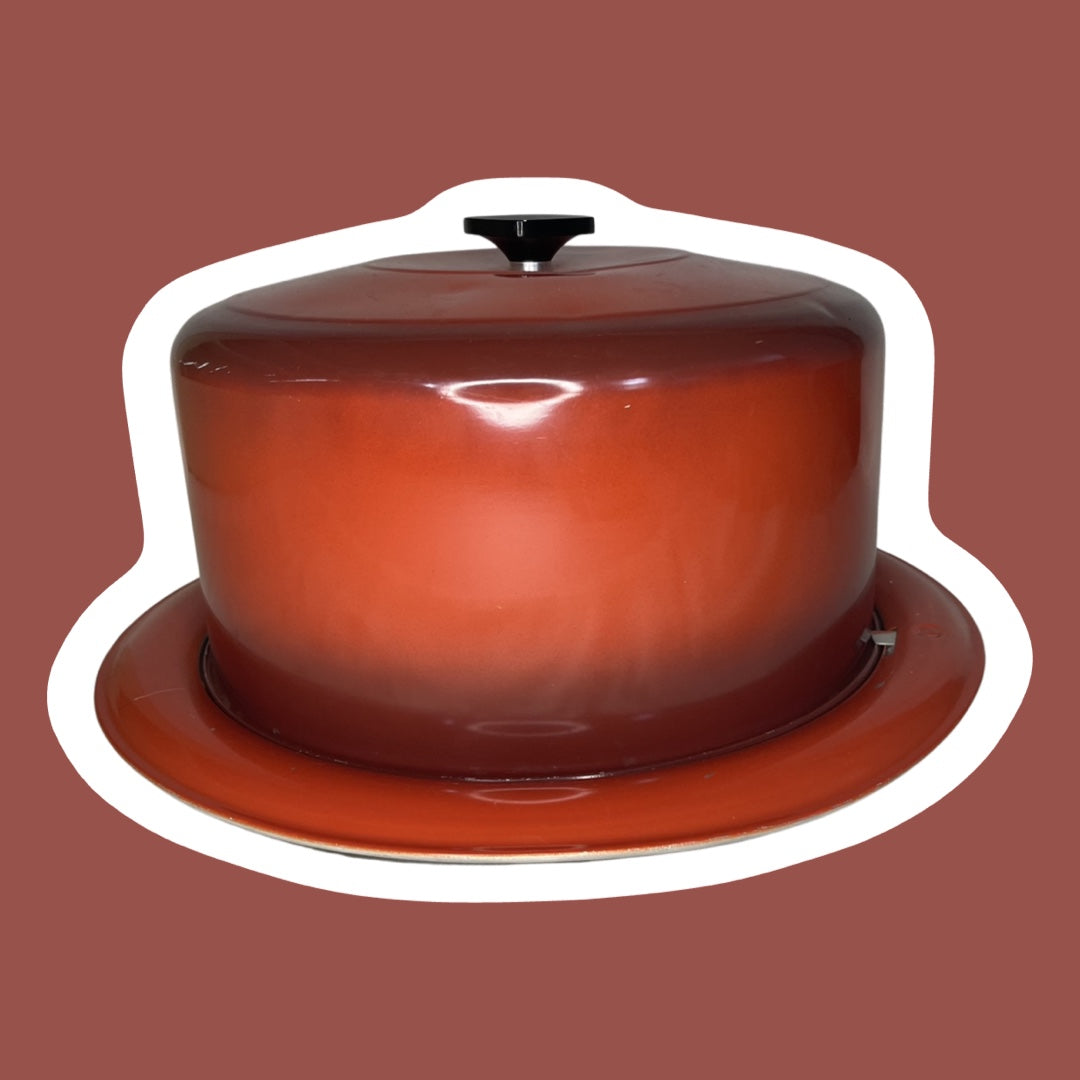 Bandeja para tartas con tapa de aluminio en lata con degradado rojo de cosecha 'West Bend'