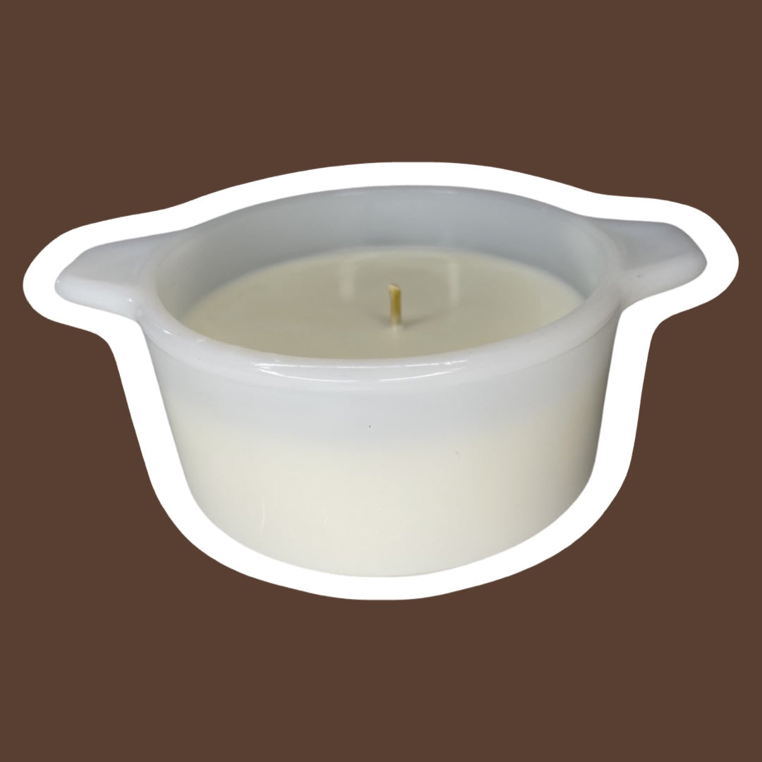 Cacerola pequeña de vidrio con forma de flor marrón y forma de leche de Dynaware, vela de cera de soja