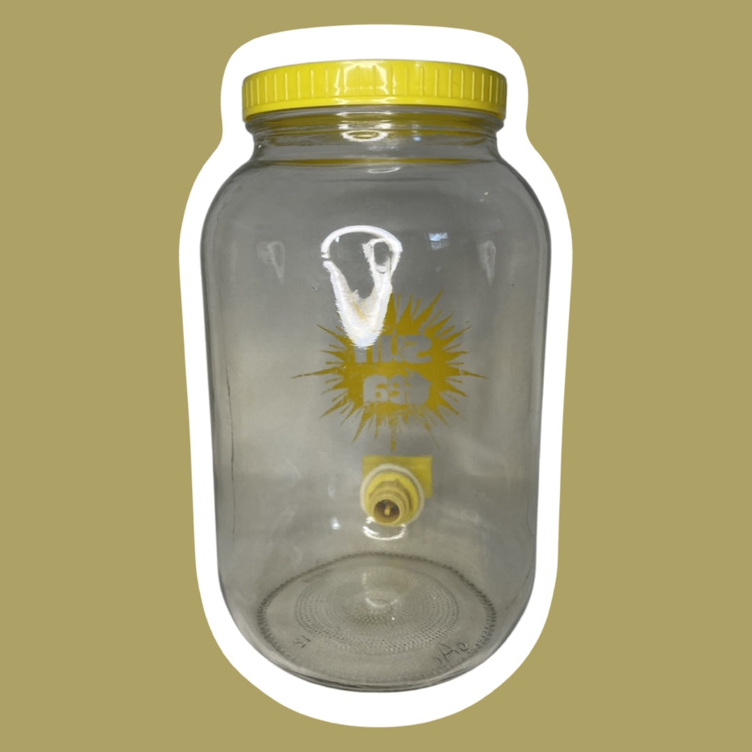 Recipiente para té de vidrio amarillo con pico, 1 galón