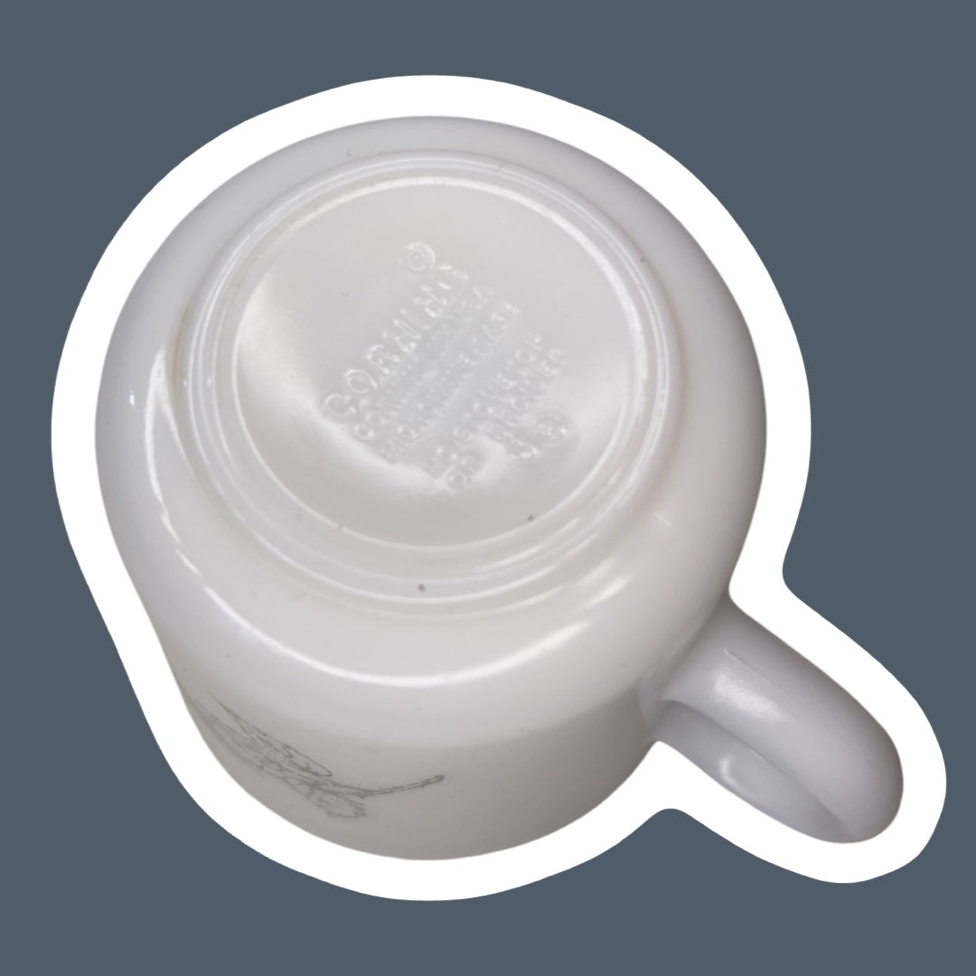Vela en taza de cera de soja en vidrio con leche y diseño de rosas en gris y plata de Corelle, 'Corning USA'