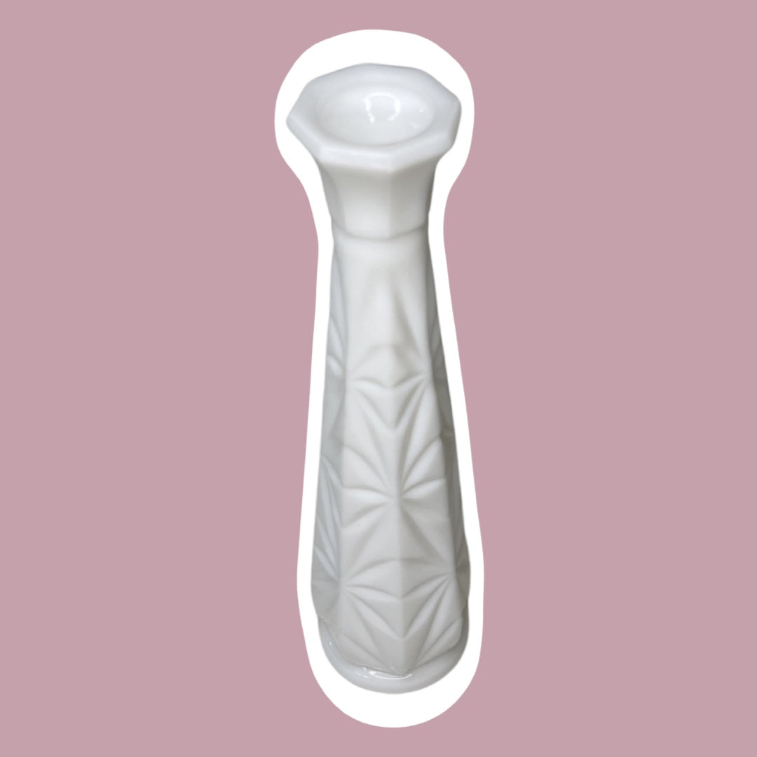 Starburst, Milk Glass Flower Bud Vase