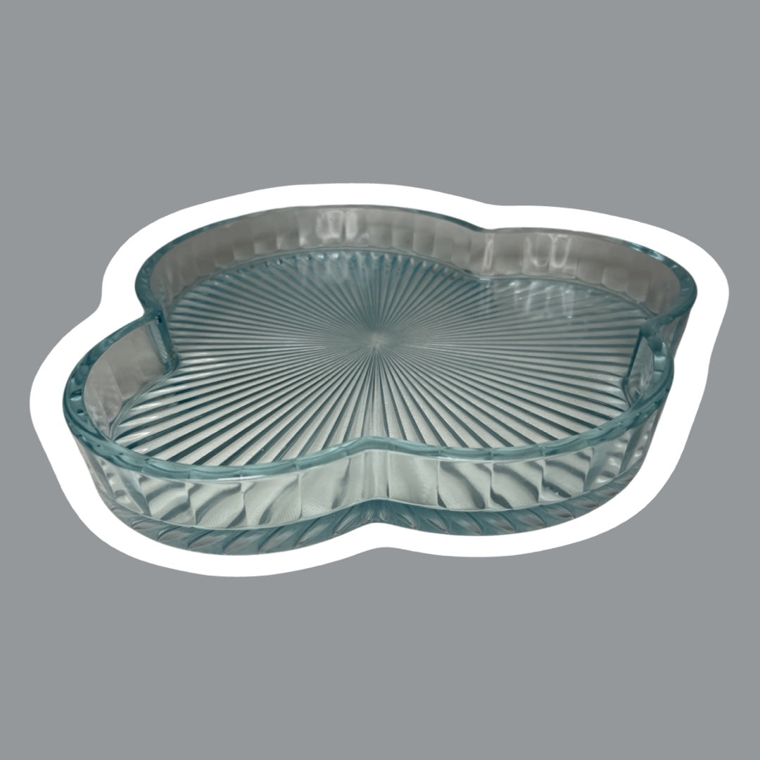Pastel Blue Glass Cloud Shaped Dreamy Serving Platter/ Decorative Tray