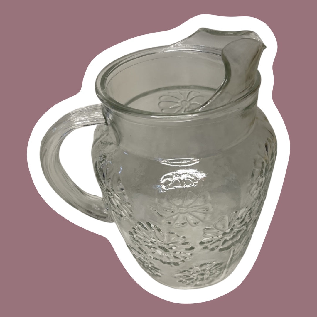 Juego de jarra y seis vasos de cristal transparente con diseño floral 'Spring Song' de Anchor Hocking