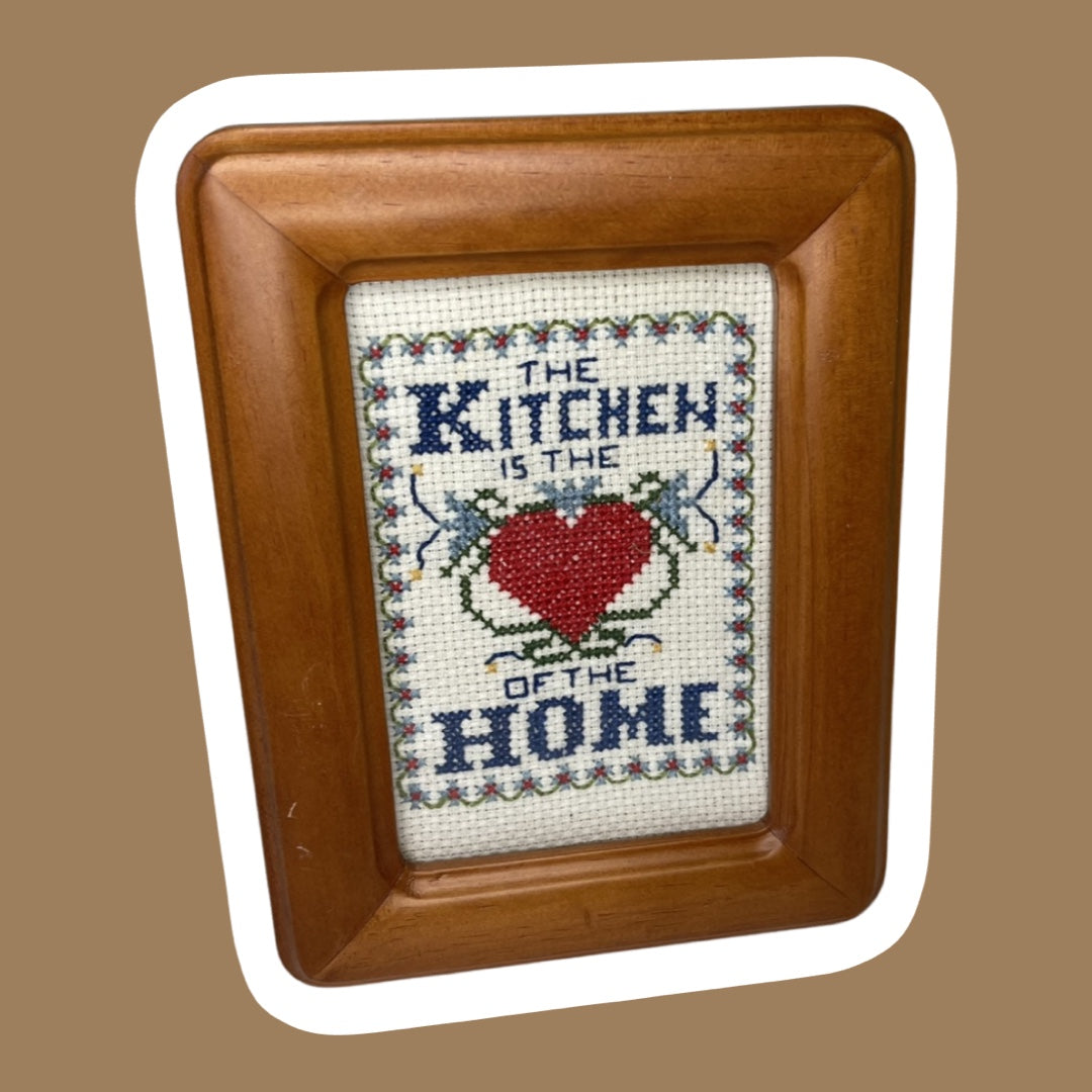'La cocina es el corazón del hogar' Punto de cruz enmarcado/punto de aguja