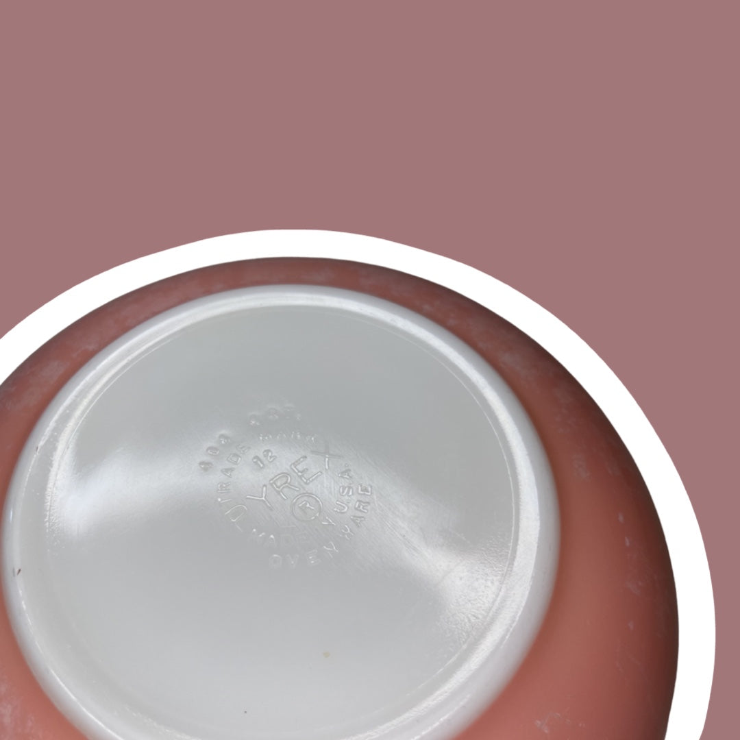 Pastel/Flamingo Pink Pyrex #404 Milk Glass 1950s Mixing Bowl, 4 qt.