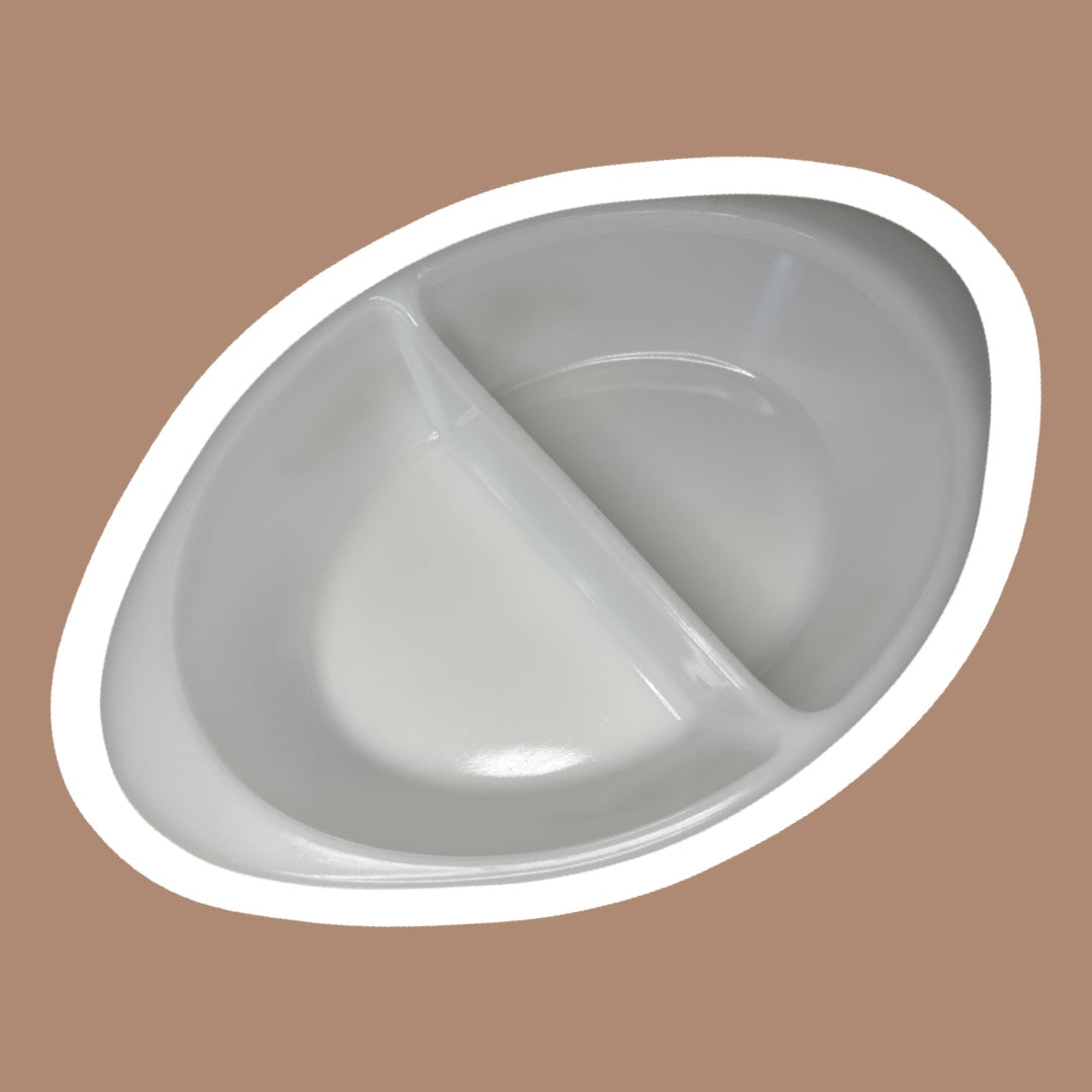 Fuente para servir de vidrio con leche dividido 'Glasbake'