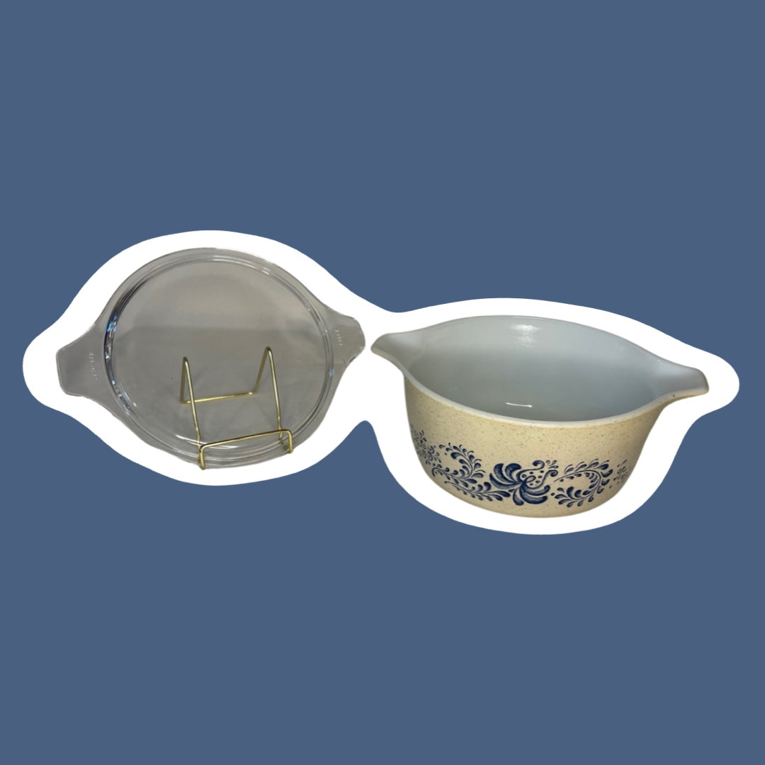 Cacerola de vidrio para leche de 1,5 cuartos de galón de Pyrex, diseño "Homestead", n.° 474-B