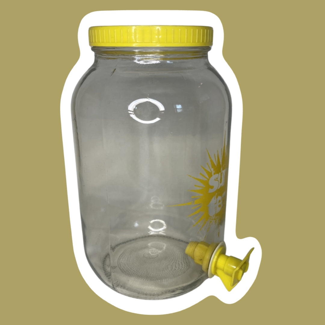 Recipiente para té de vidrio amarillo con pico, 1 galón