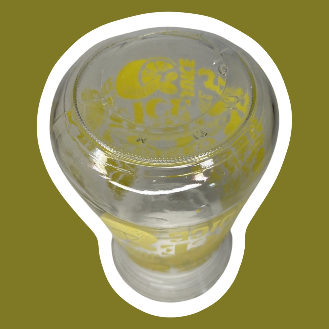 Tarro de vidrio para jugo con estampado amarillo moderno, sin tapa