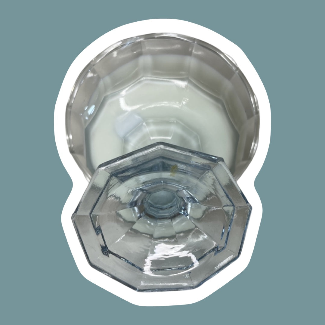 Pedestal de vidrio azul claro Virginia de Fostoria para dulces o compotas, vela de cera de soja