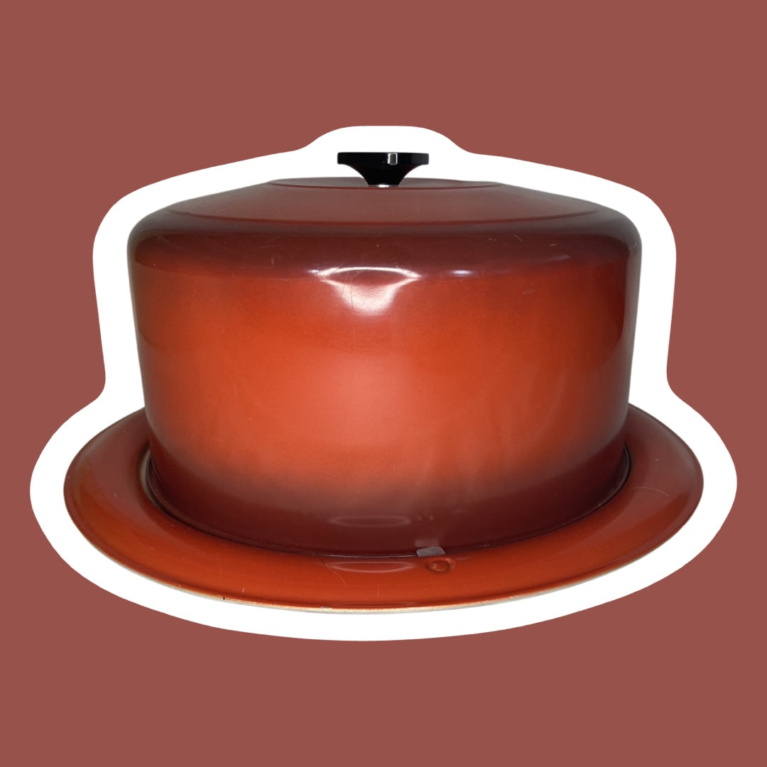 Bandeja para tartas con tapa de aluminio en lata con degradado rojo de cosecha 'West Bend'