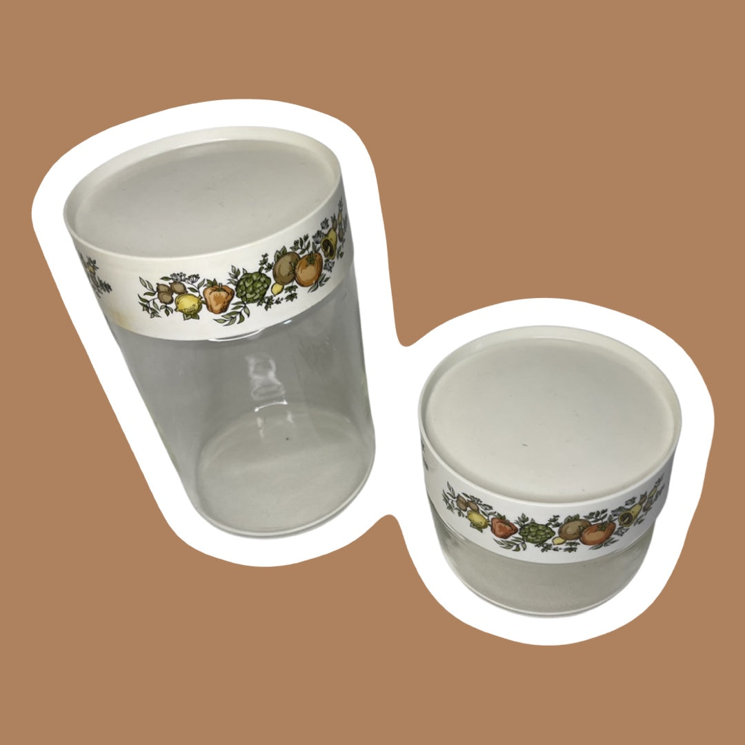 Corning ‘Spice of Life’ Glass Lidded Canisters, Set of 2