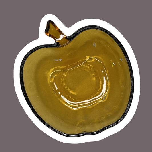 Apple Shaped, Amber Glass 'Hazel Atlas Dish, Trinket Tray/Candy Dish