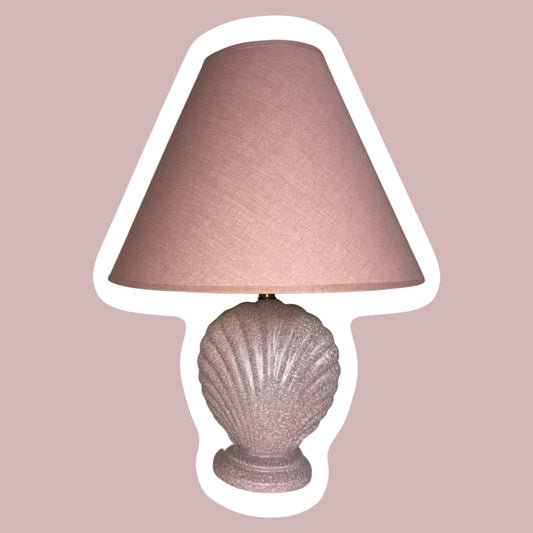 Art Deco Style 1980s Pastel Pink Speckled Seashell Lamp