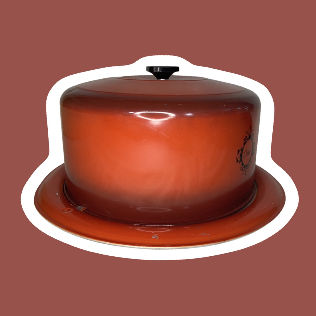 Bandeja para tartas con tapa de aluminio en lata con degradado rojo de cosecha 'West Bend'