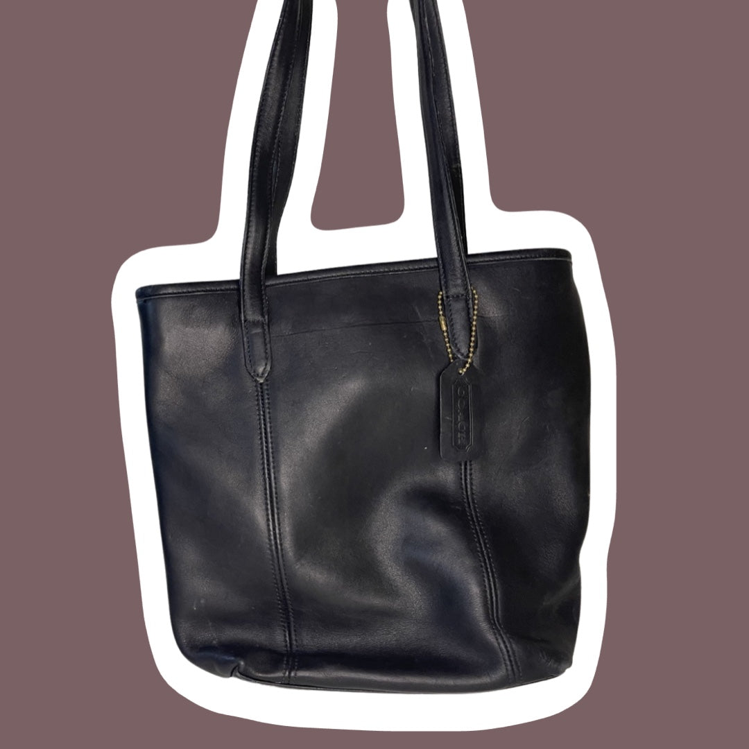 1980s/90s Black, Genuine Leather, Coach Purse/Shoulder Bag, Style No. 9077