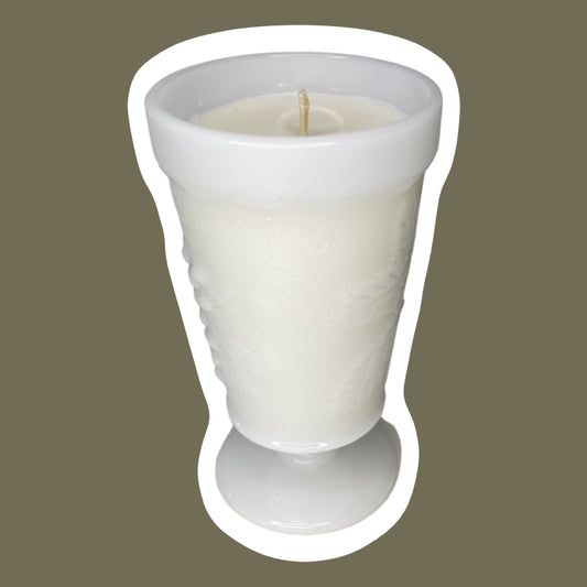Milk Glass Pedestal Cup/Goblet Soy Wax Candle