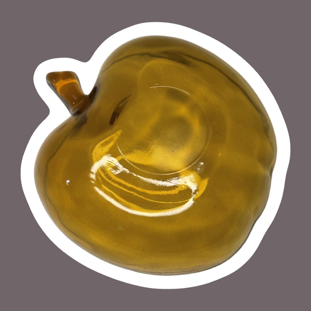 Apple Shaped, Amber Glass 'Hazel Atlas Dish, Trinket Tray/Candy Dish