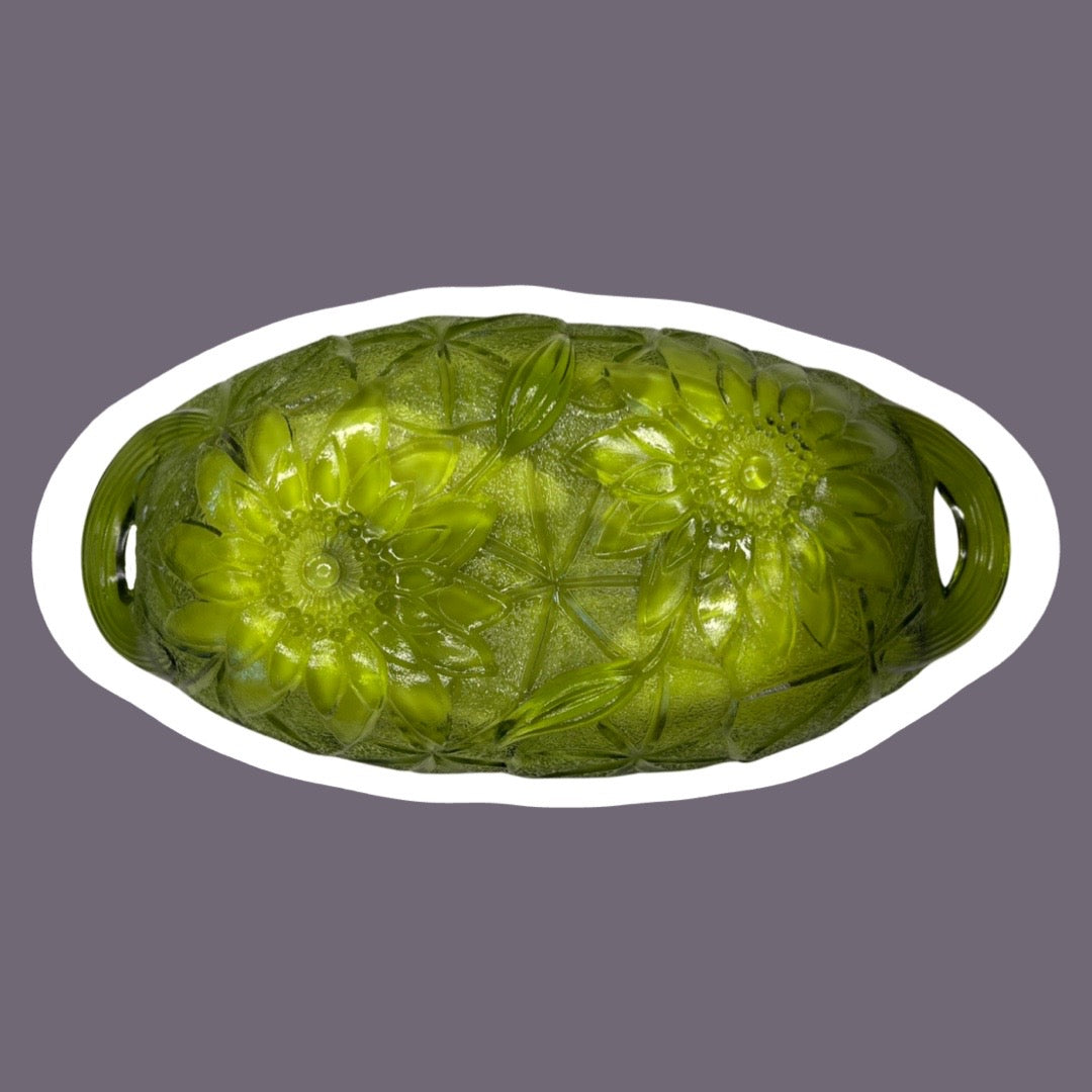 Bandeja para dulces o adornos de vidrio Indiana verde esmeralda Vela de cera de soja ligeramente perfumada