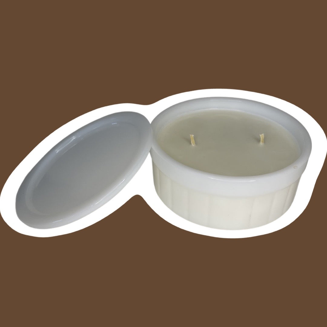 Vaso de leche 'Federal', redondo, plato para refrigerador con ranuras, vela de cera de soja ligeramente perfumada con tapa