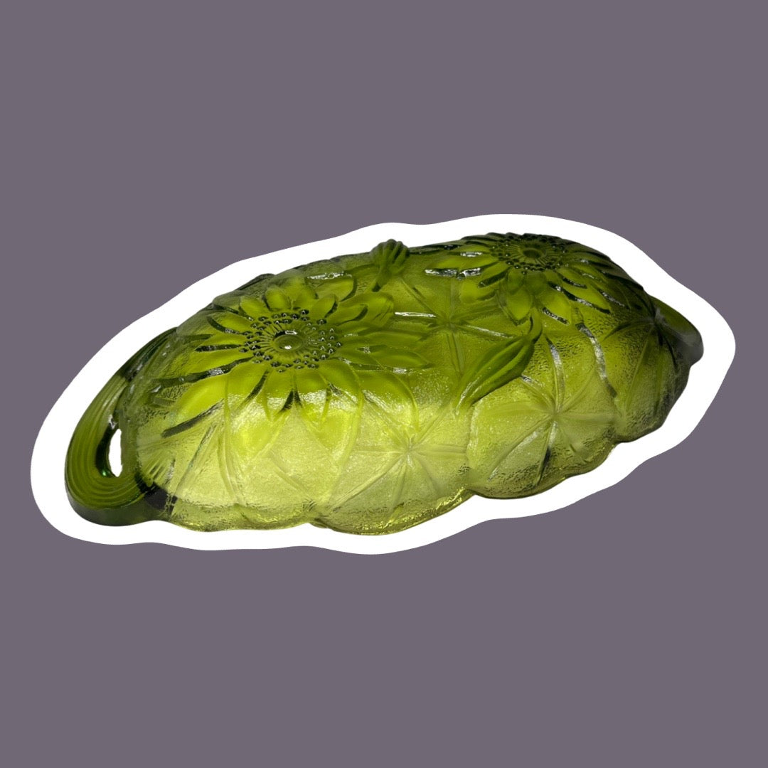 Bandeja para dulces o adornos de vidrio Indiana verde esmeralda Vela de cera de soja ligeramente perfumada